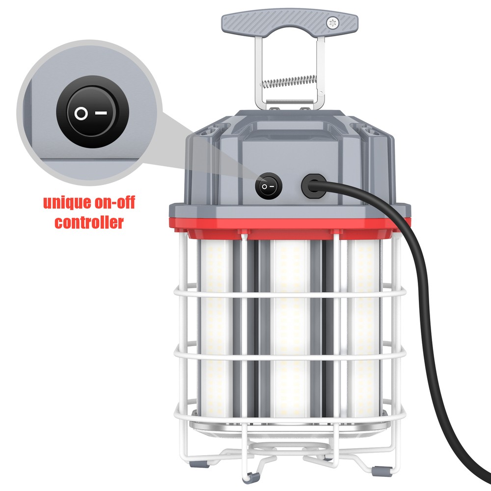 80W Linkable LED Temporary Work Light Hanging Construction Lights 5000K 11600LM