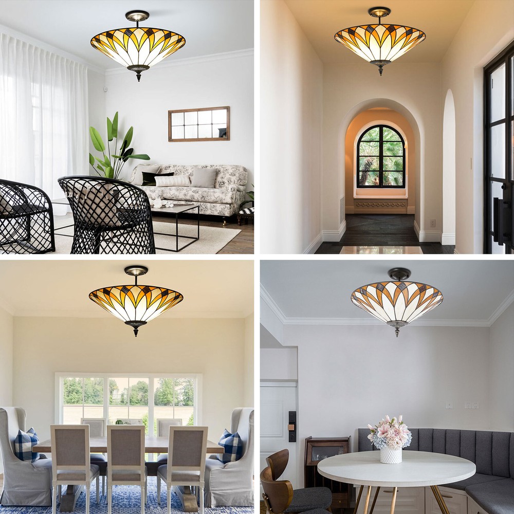 Ceiling Light, Stained Glass Ceiling Light Fixture, Flush Mount Ceiling Light US