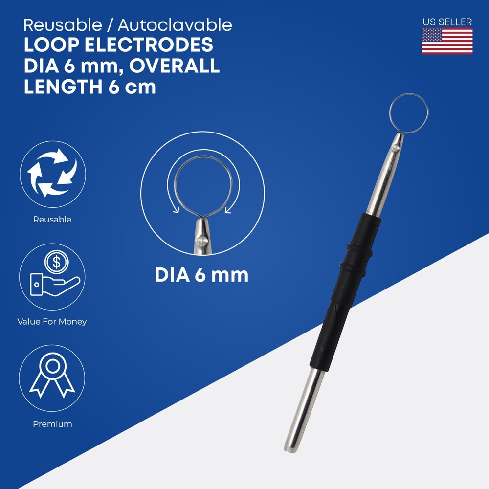 Reusable Loop Electrodes - 1/4" Loop | Electrosurgical | Standard 3/32" Shaft