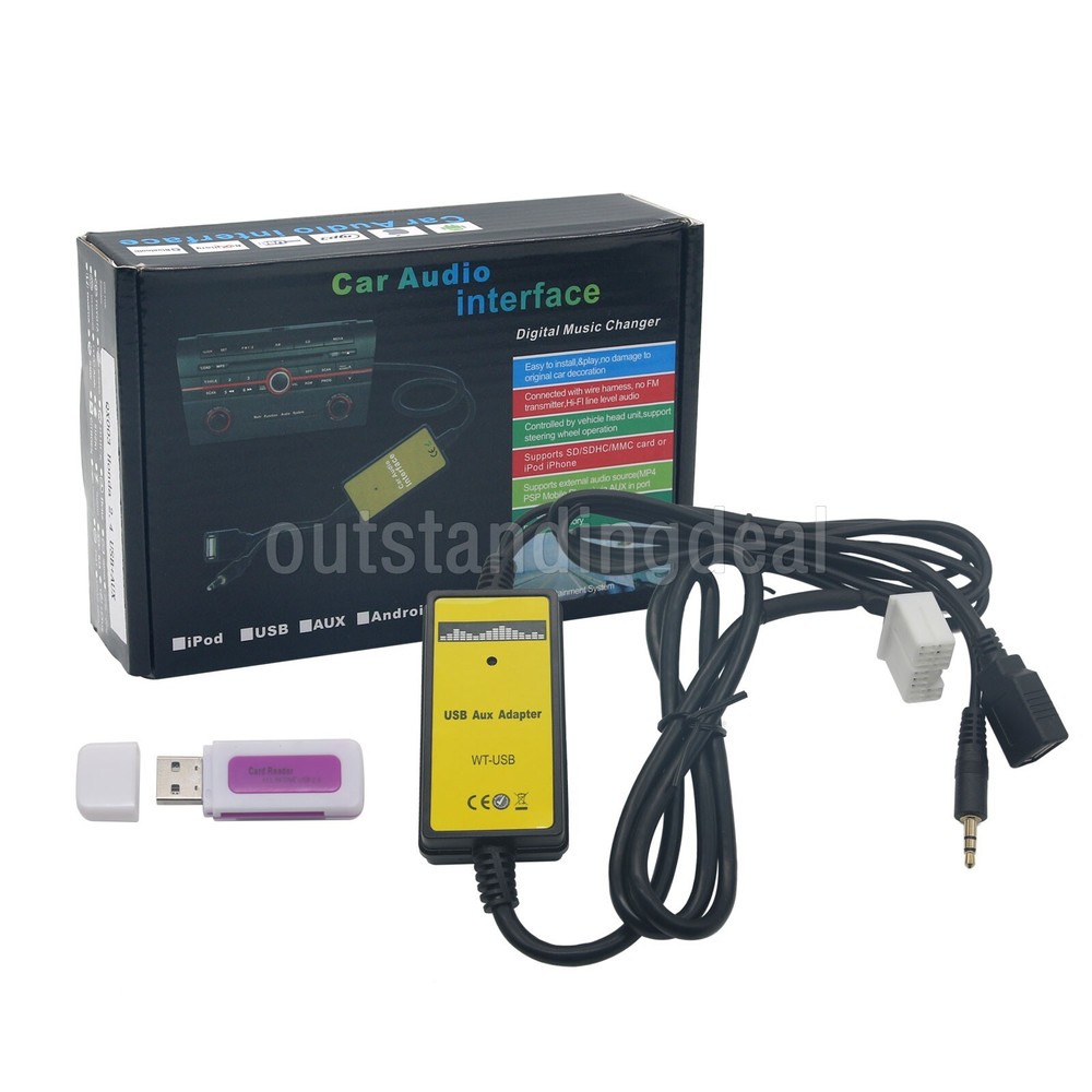 AUX Input MP3 CD Interface Adapter Changer USB Cable+Reader for Honda Accord os6
