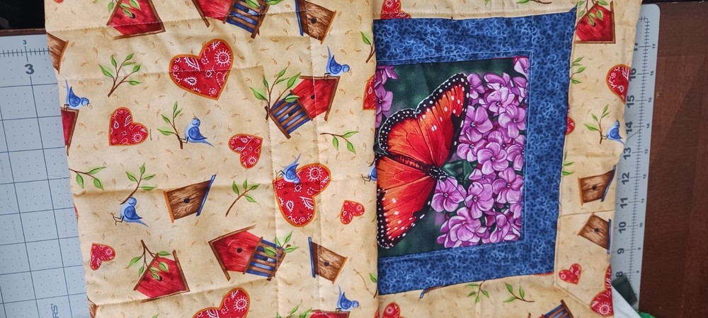 Handmade butterfly bird Multicolor Cotton table runner