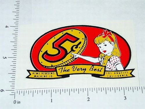 Acme 5 Cent Vending Machine Sticker V-30