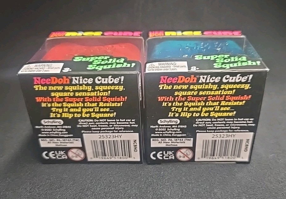 NeeDoh Nice Cube Super Solid Squish Set Of 2 Pink & Blue
