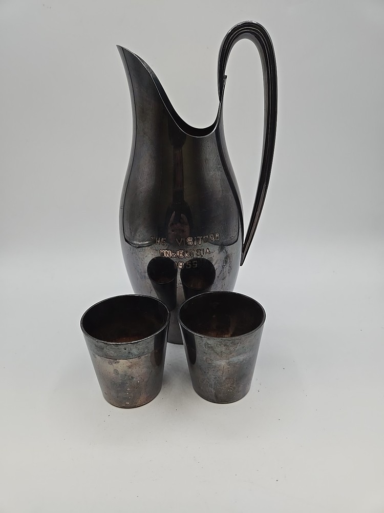 Vintage Silver Plated Pitcher And Cups