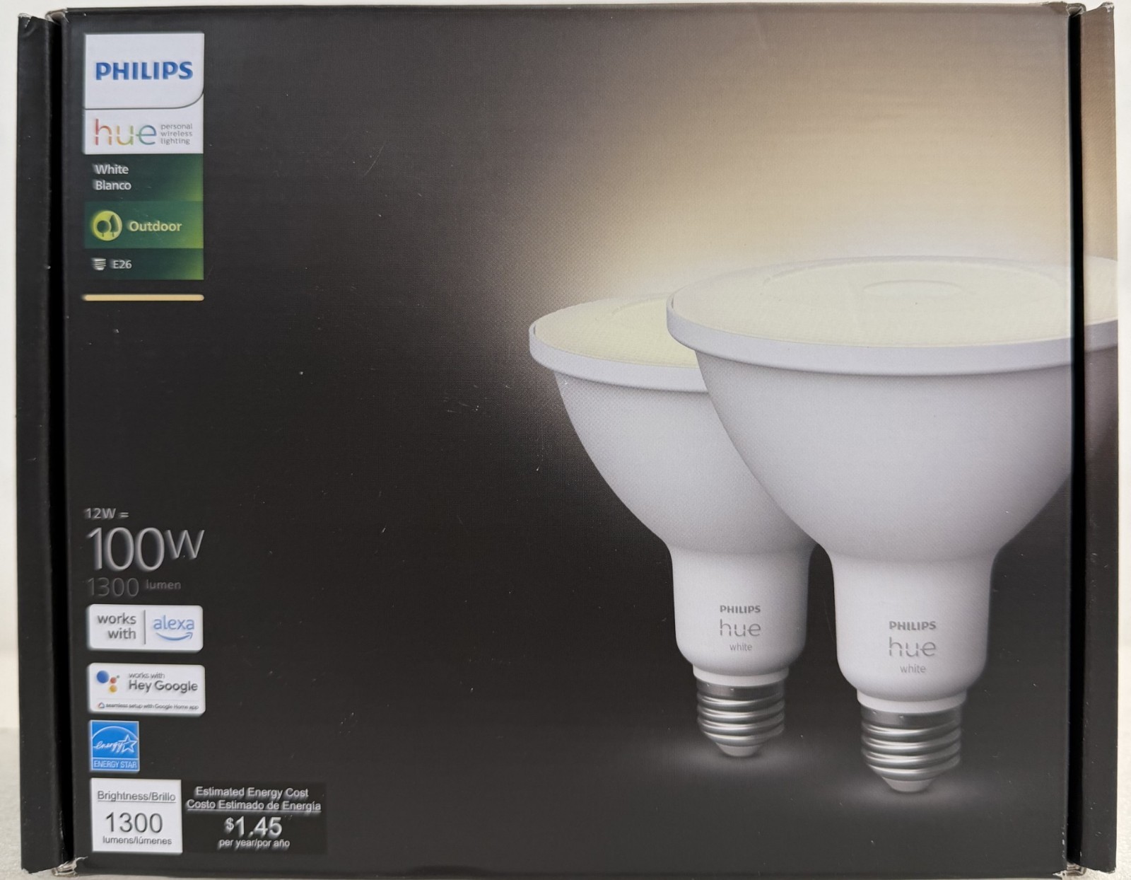 Philips Hue White Outdoor LED 100W Equivalent Smart Bulbs E26 (2 Bulbs)-FREE S/H