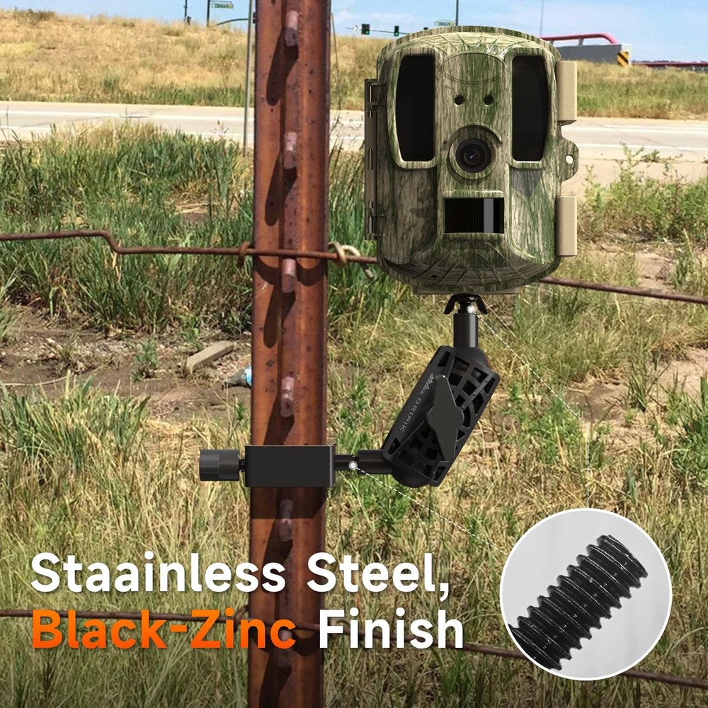 ORIPIK T-Post Trail Camera Mount - 360 Degrees Adjustable Game 1 Pack, Black