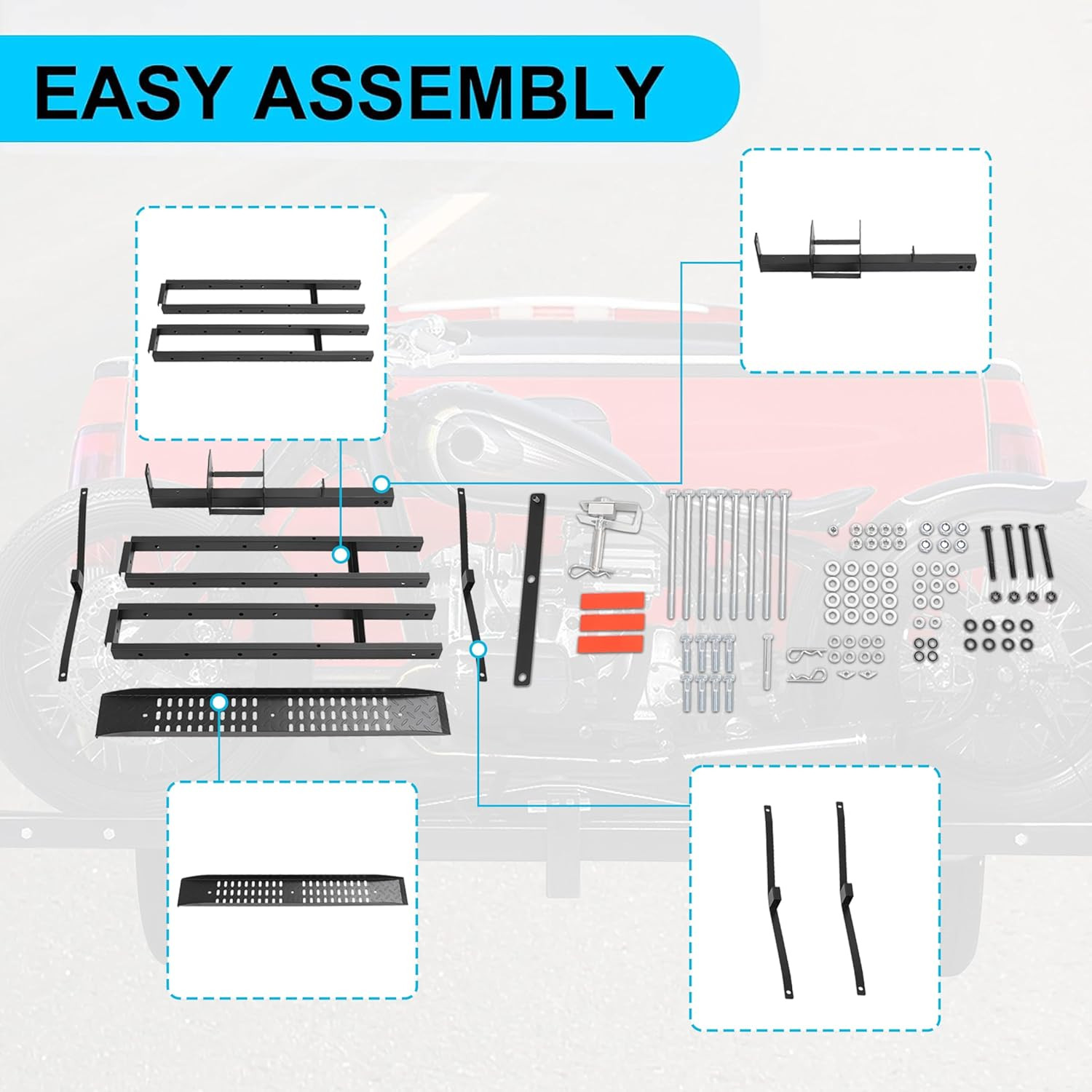 600LBS Steel Car Racks Carriers Motorcycle Bike Racks Hitch Mount Rack Anti Tilt