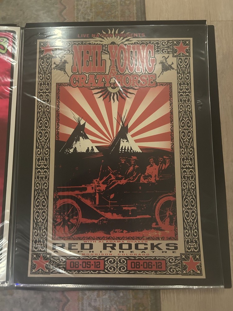 NEIL YOUNG CRAZY HORSE RED ROCKS 2012 ORIGINAL SILKSCREEN CONCERT POSTER