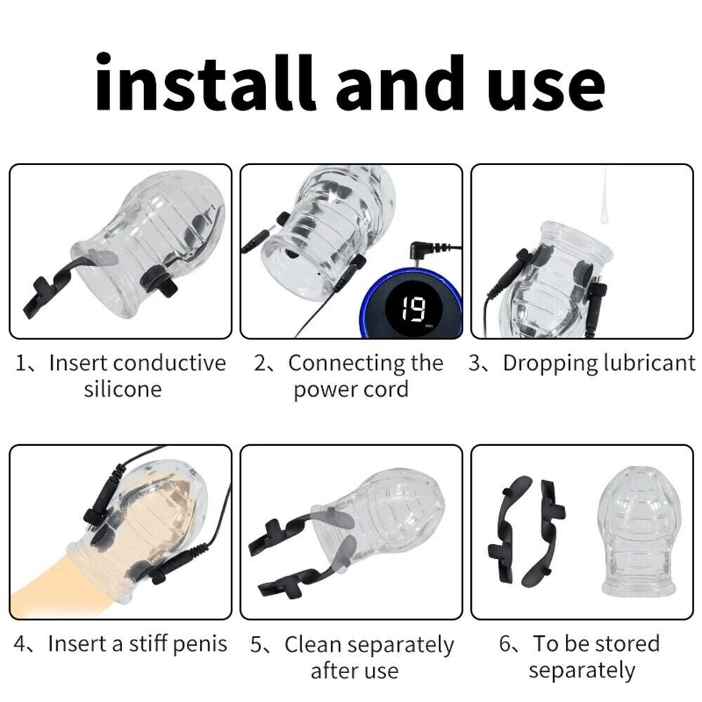 Electric E-Stim Penis Stretcher Enhancer Ball-Scrotum-Ring-Delay-Ejaculation Men