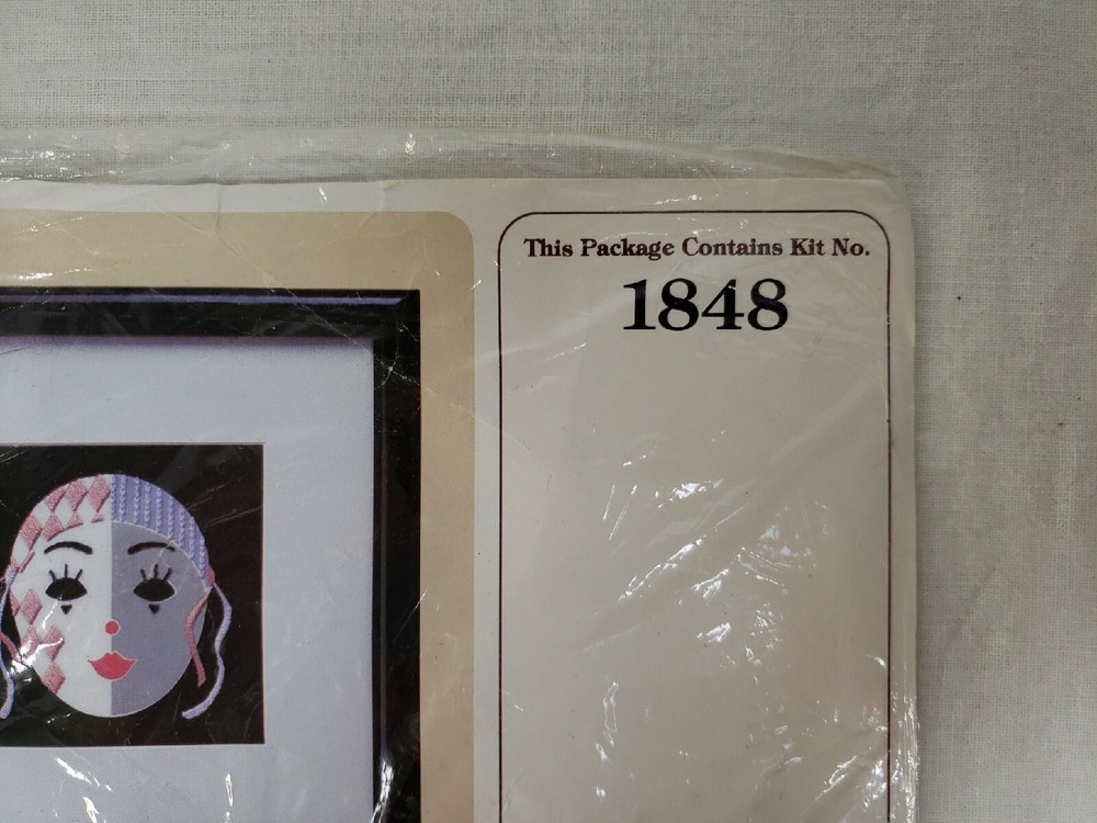 The Creative Circle Needlepoint Kit #1848 Masquerade Makes Two 5"×5" Pictures