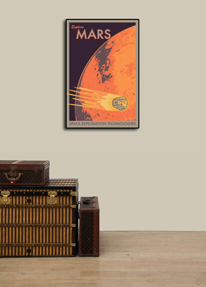 “Explore Mars” Space Exploration Retro Outer Space Travel Poster - 16x24