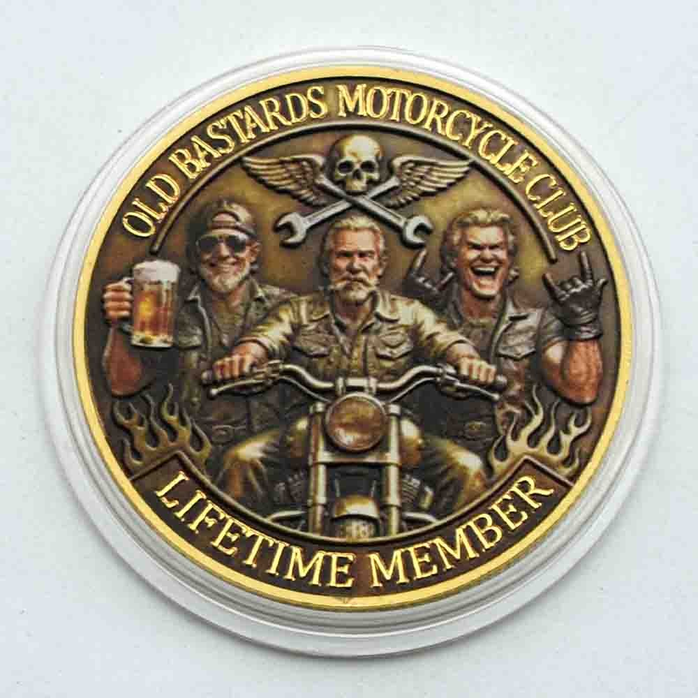 Old Bastards Motorcycle Club Coin - Lifetime Member, Vintage Biker Design Medal