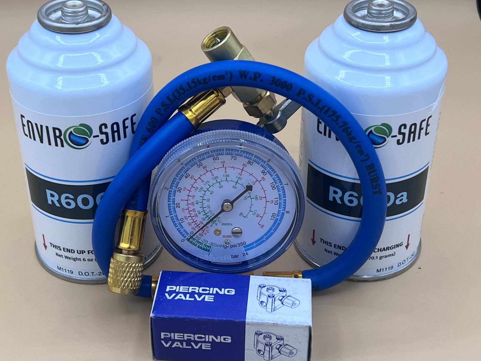 R600a Refrigerant – 99.7% High-Purity Isobutane | EPA-Approved, 2 can, gauge,tap