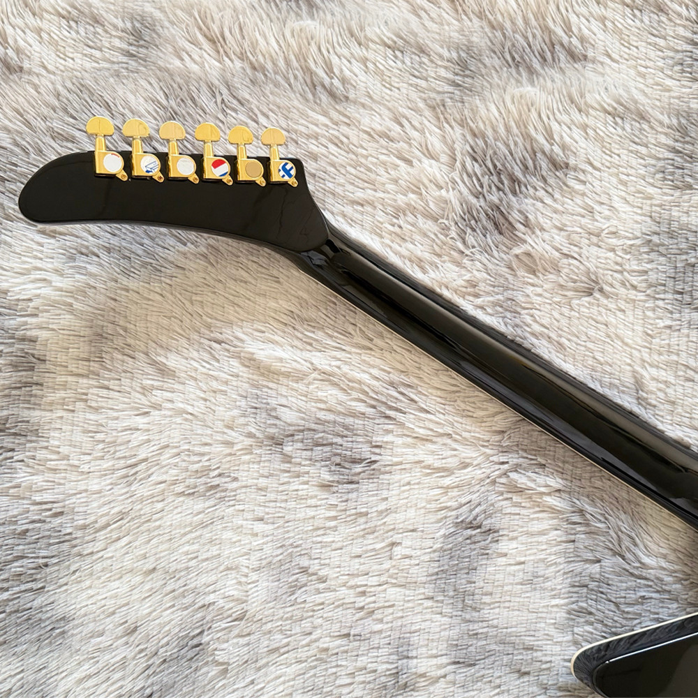 Explorer Custom Black Electric Guitar Gold Hardware Rosewood Fretboard No logo