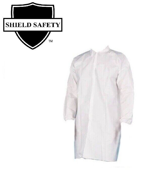 White Microporous Disposable Lab Coat Small 25 Coats