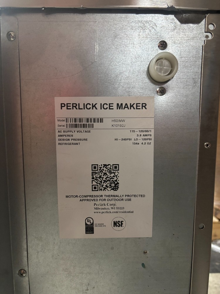 Perlick H50IMW - 15" Clear Ice Maker, Panel Ready Solid Door - K10192J