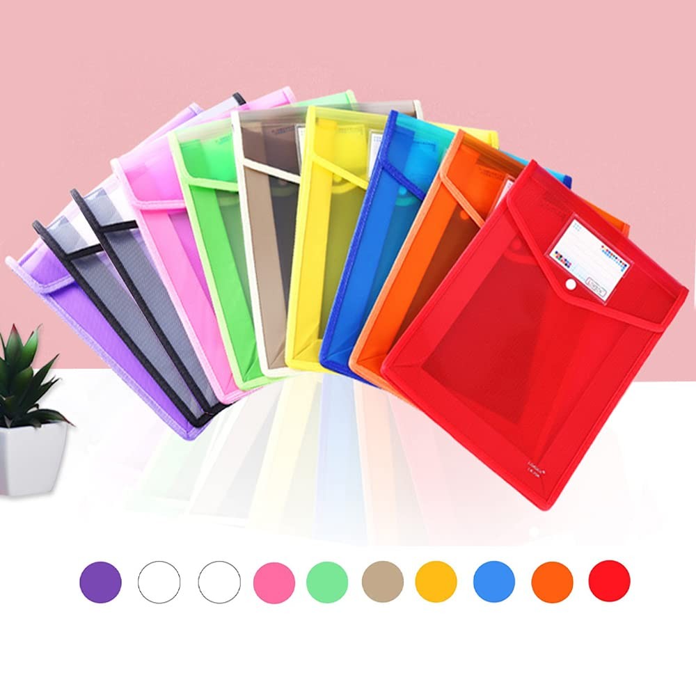 Plastic Document File Folder A4 Size Expandable Poly Envelopes Waterproof Tra...