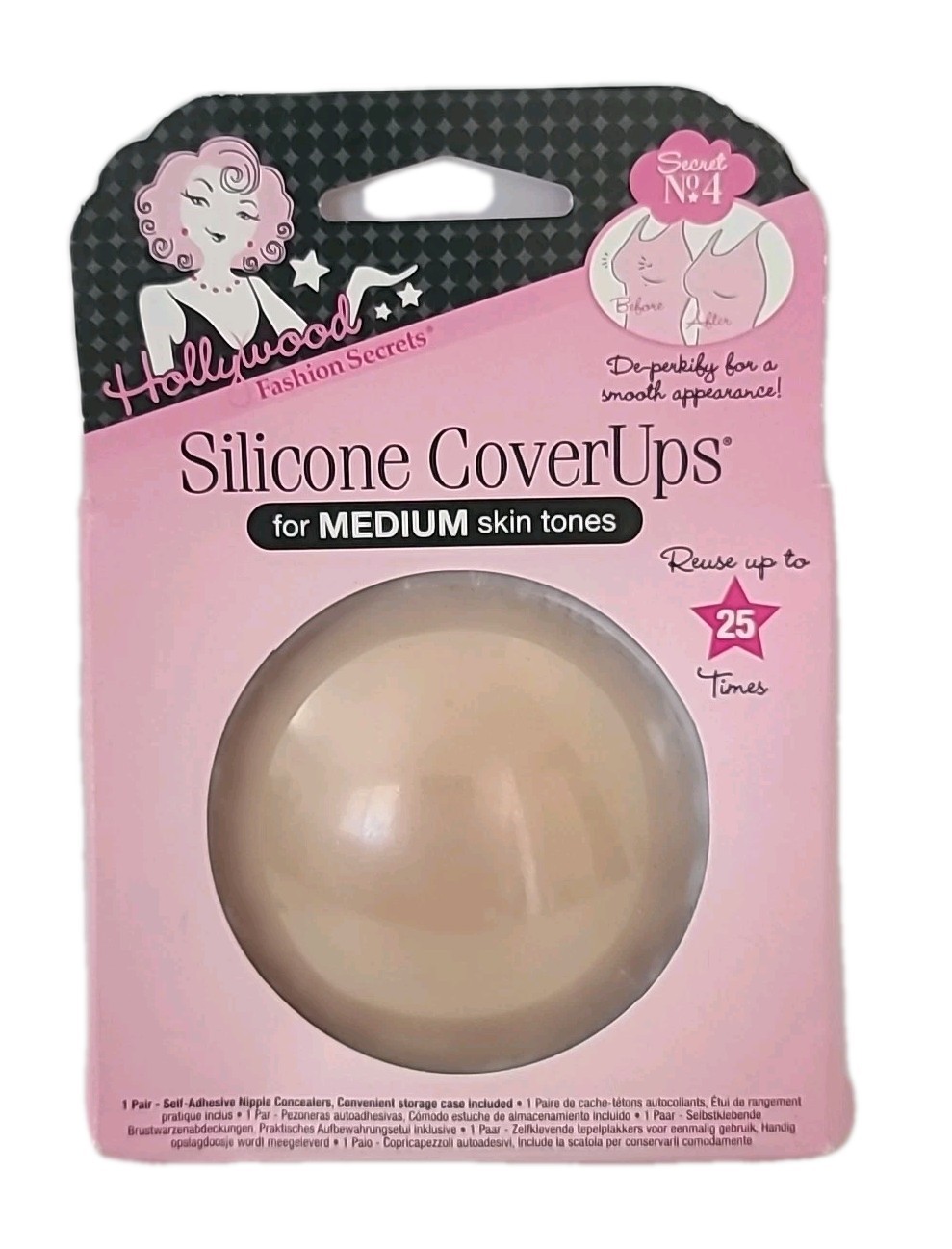 3 PAIRS Hollywood Fashion Secrets Silicone CoverUps MEDIUM Tone Lingerie Accesso