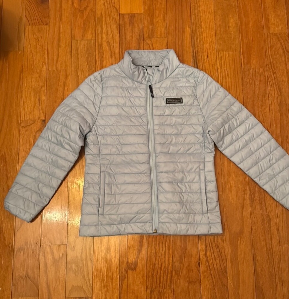 Vineyard Vines Boy's Size M Packable Puffer Coat Light Blue