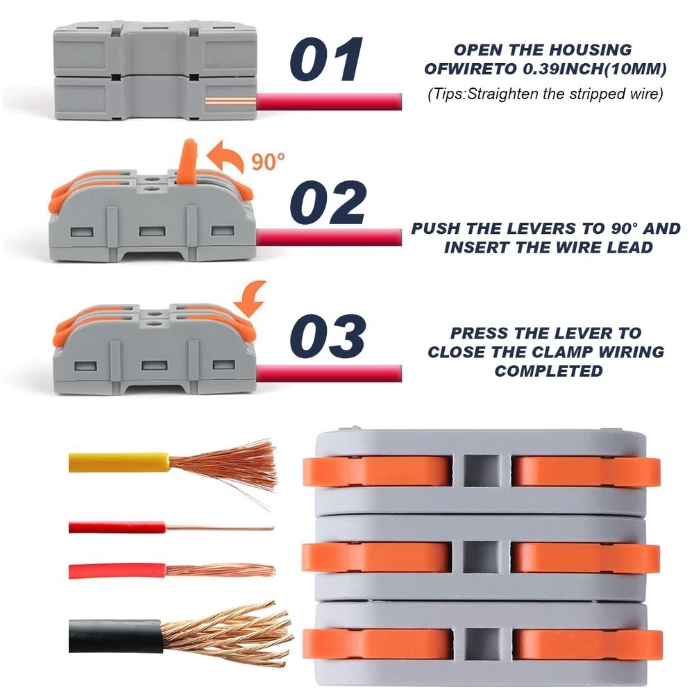 Lever Wire Connectors Kit 34PCS Quick Connect Wire Splice Conductor Compact C...