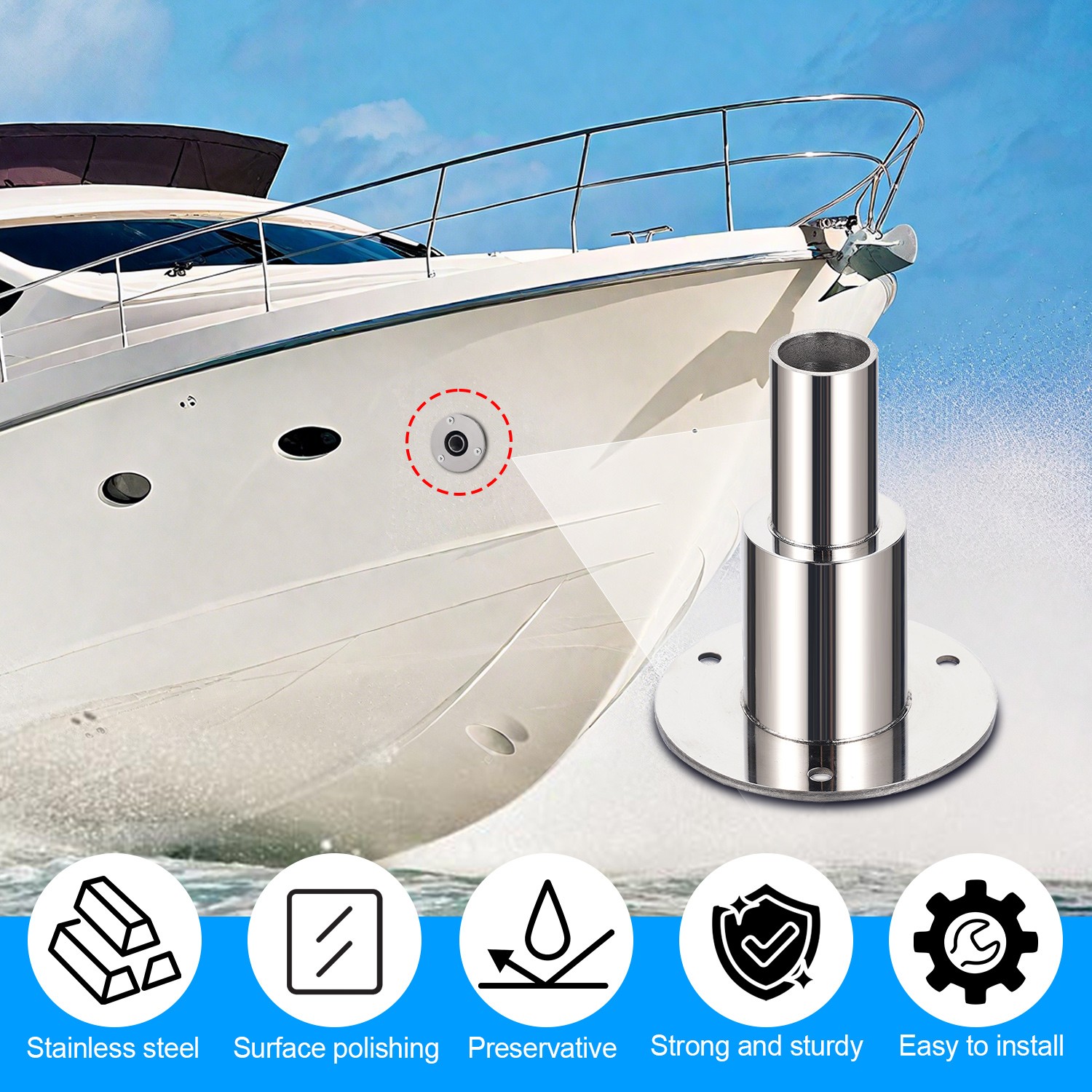 Thru Hull Exhaust Fitting 24mm 316 Stainless Steel For Diesel Parking Heaters US