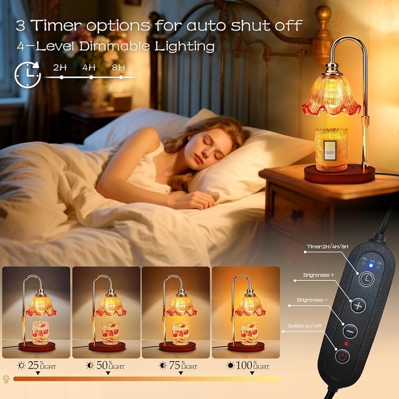 Adjustable Candle Warmer Lamp W/ Timer Dimmable Lighting Unique Home Decor New