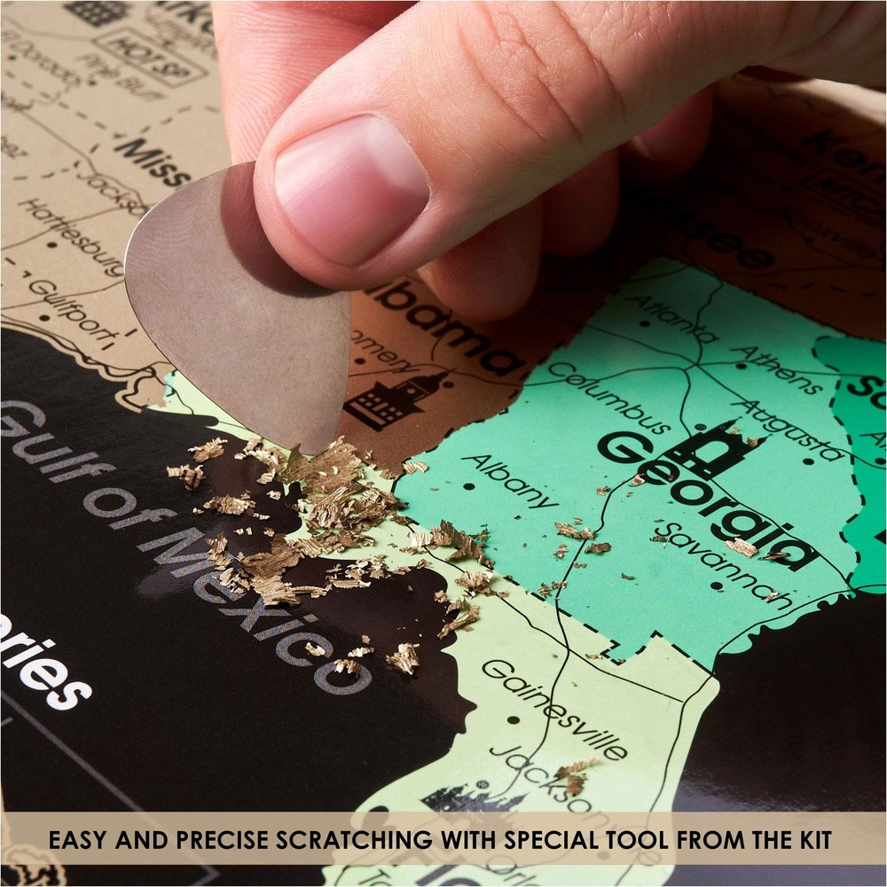 2 in 1 Gift Set - Scratch Off World Map and US Scratch off Map - Easy to Fram...