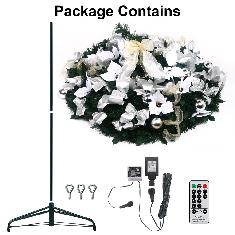 6.5 Ft Pre-lit Pull Up Christmas Tree with Remote & LED Lights For Party Decor