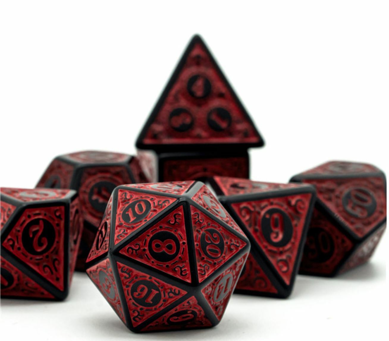 Antique Red 7-Piece Polyhedral RPG Dice Set for DnD Pathfinder