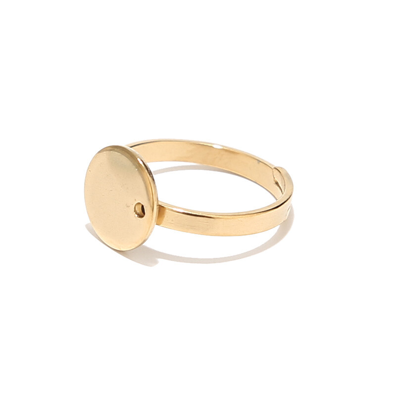 20pcs Gold/Silver Stainless Steel Round Flat Ring Base Adjustable Ring Settings