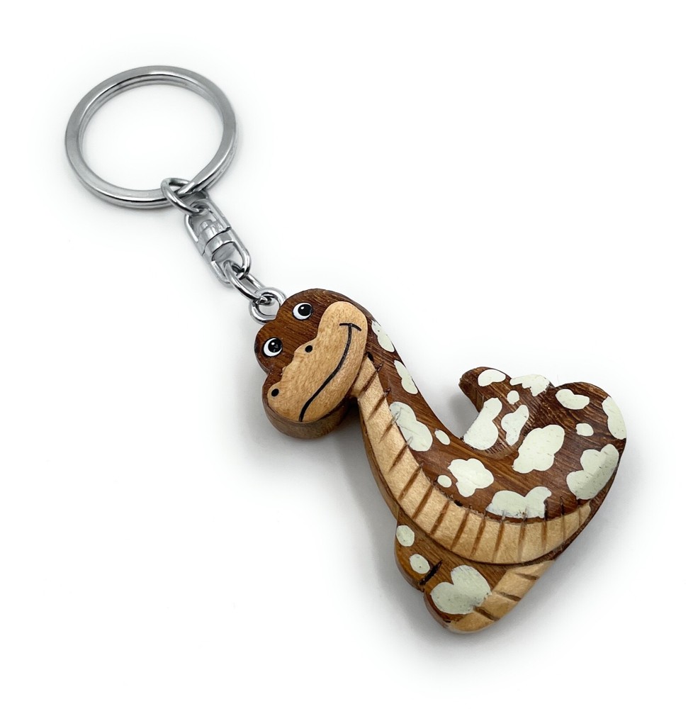 Wood Snake Dotted Animal Python Anaconda Keychain Gift Box