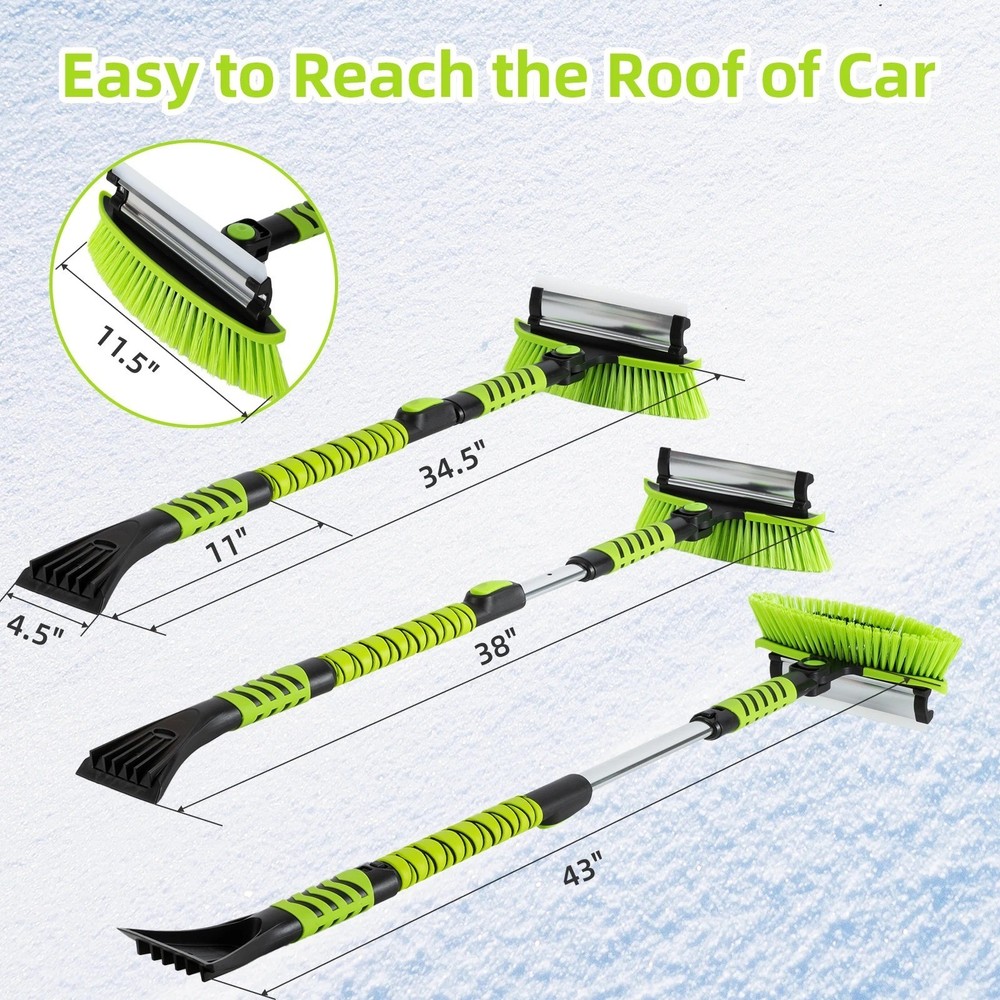 43" Extendable Car Snow Brush Ice Scraper Windshield Removal Too