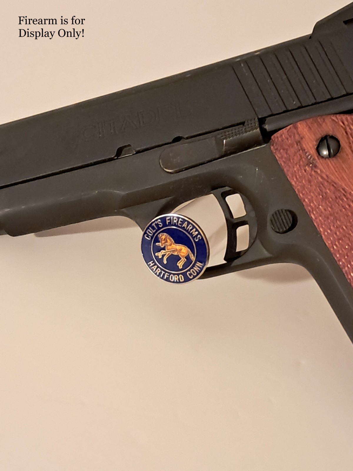 Handgun Firearm Gun Safe Shelf Display Rod - 7/8" Colt's Rampant Enamel Topper