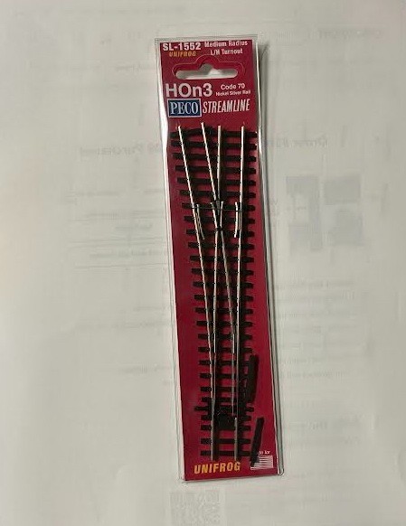 PECO SL-1552 HOn3 scale Code 70 - Medium Radius Left Hand Turnout - NIB /HO