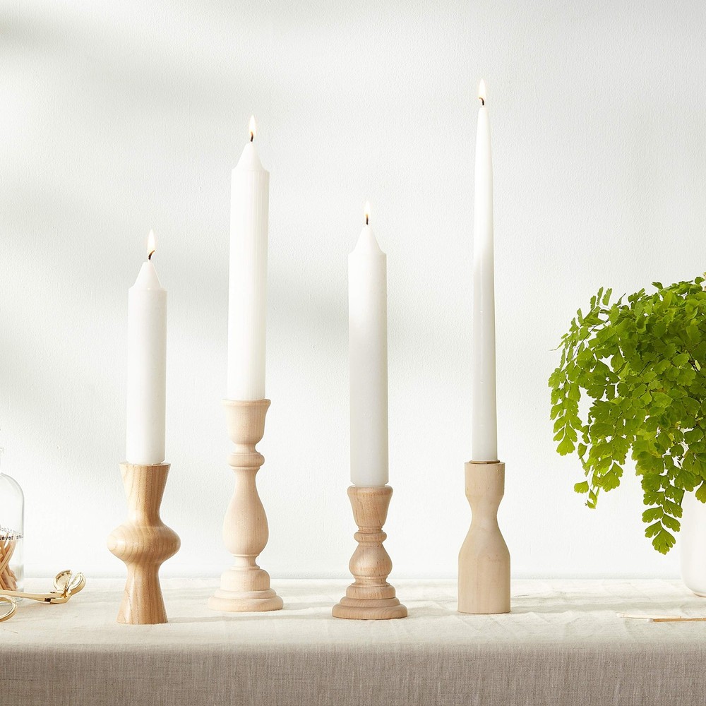 Root Candles 4-Count Unscented Dinner Candles Dripless Beeswax Enhanced Timbe...