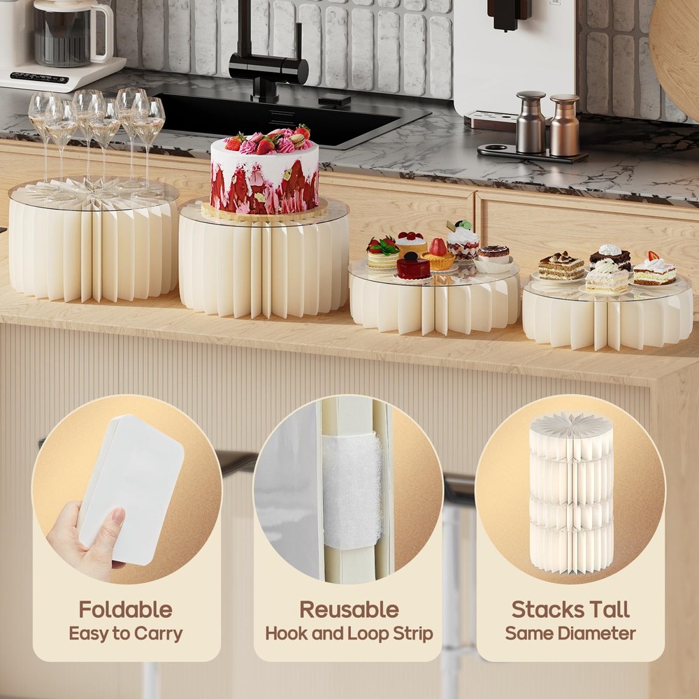 VANITURE 8 PCS Buffet Risers, Foldable Food Risers for Buffet Table, Display ...