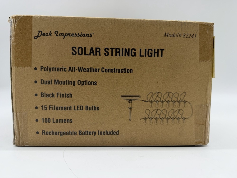 Deck Impressions 82275 36 ft Solar Lantern Bulb LED String Lights Black