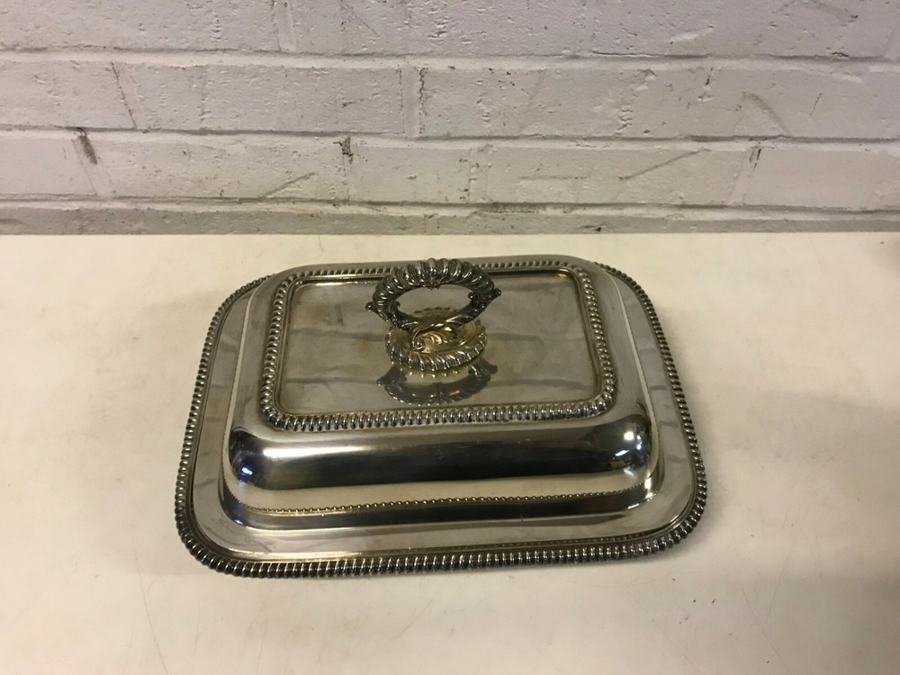 Vtg Antique E G Webster & Son Silverplated Divided Serving Dish w Cover