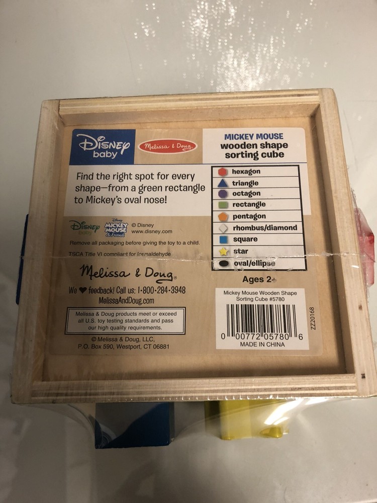 Melissa & Doug Mickey Mouse Wooden Shape Sorting Cube, Ages 2+