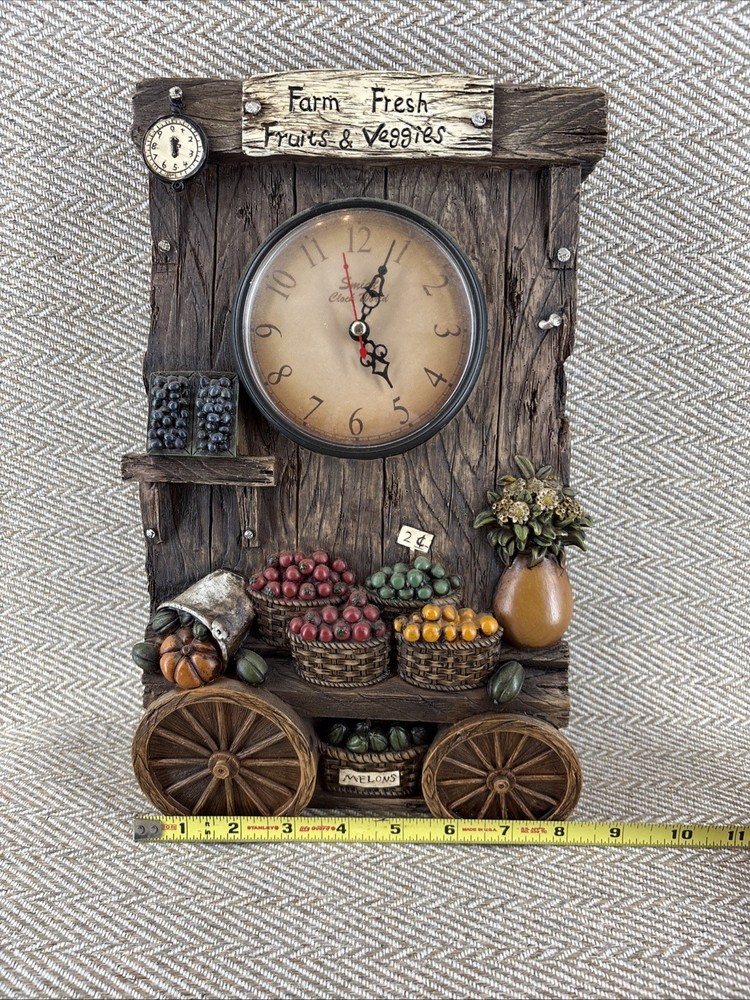 Vintage Fruit Stand Wall Clock Fruit 80s Working