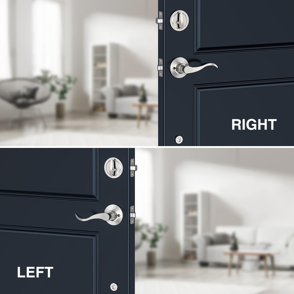 Brightify Satin Nickel Front Door Lock Set, Entry Wave-Satin