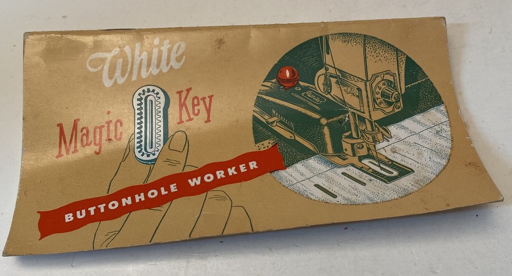 Vintage White Magic Key Button Hole Worker in Original Case