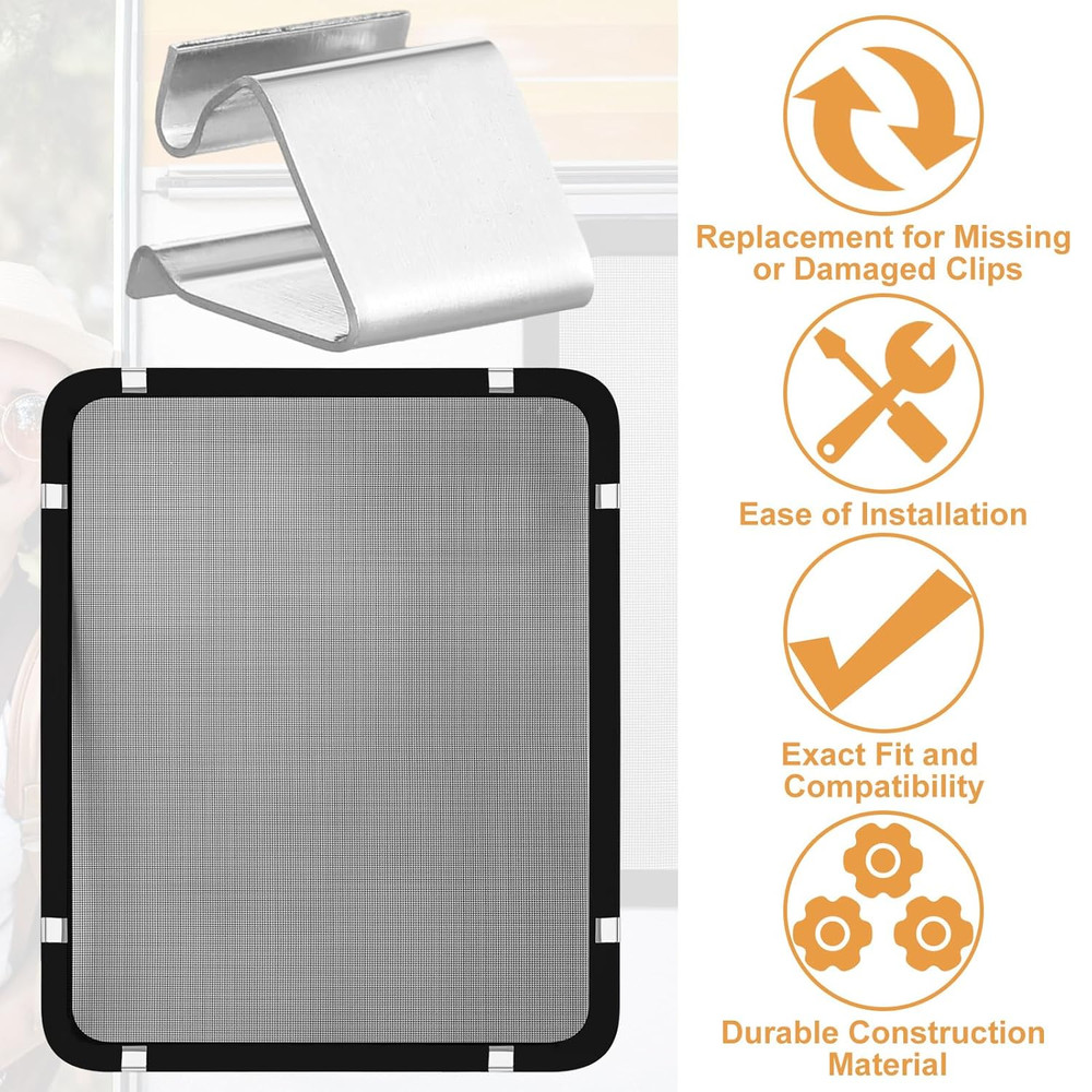 8 Pcs RV Window Replacement Screen Clips Screen Installer Clips Screen Retainers