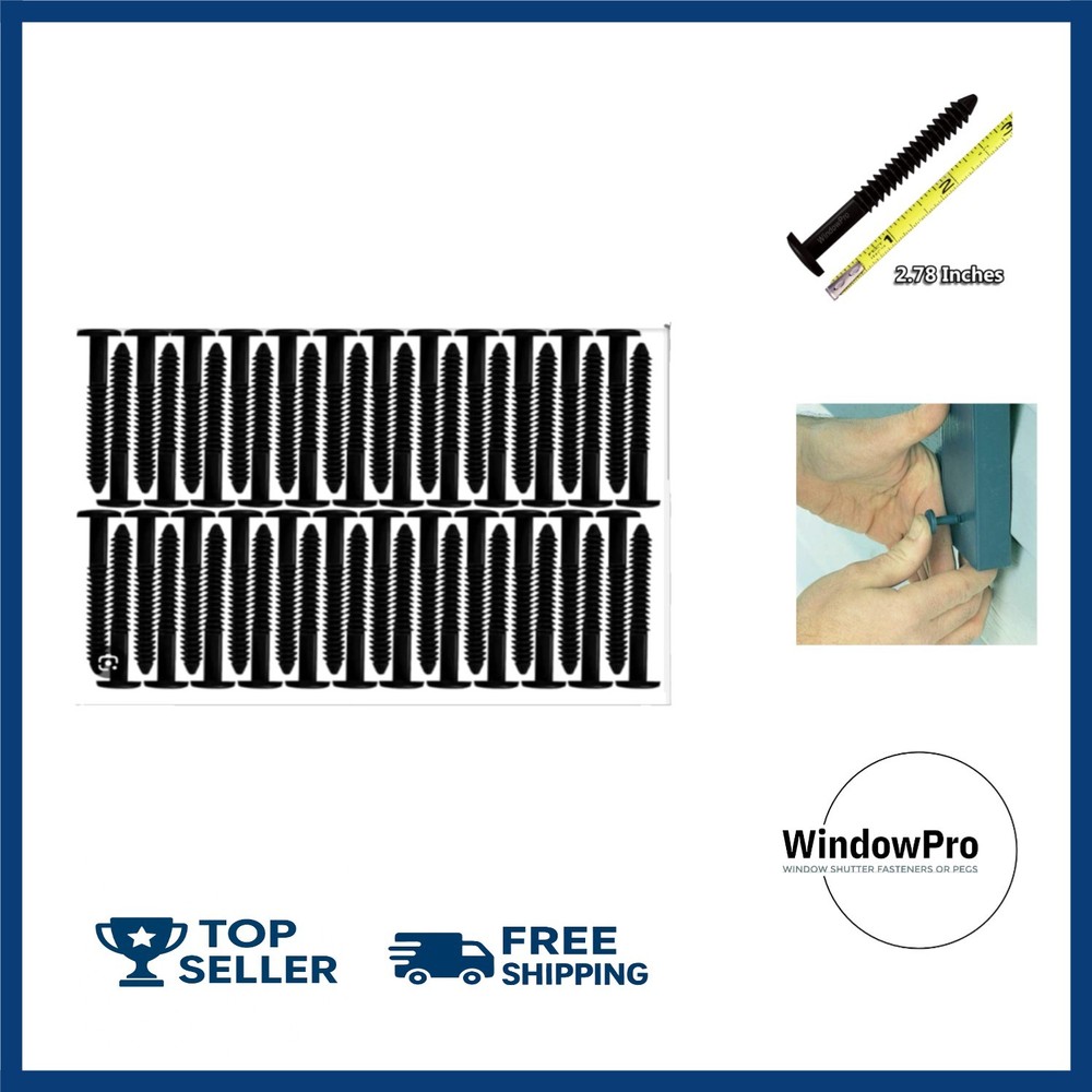 60Pcs 3 Inch Vinyl Shutter Fasteners, Window Shutter Panel Pegs Shutter Screws L