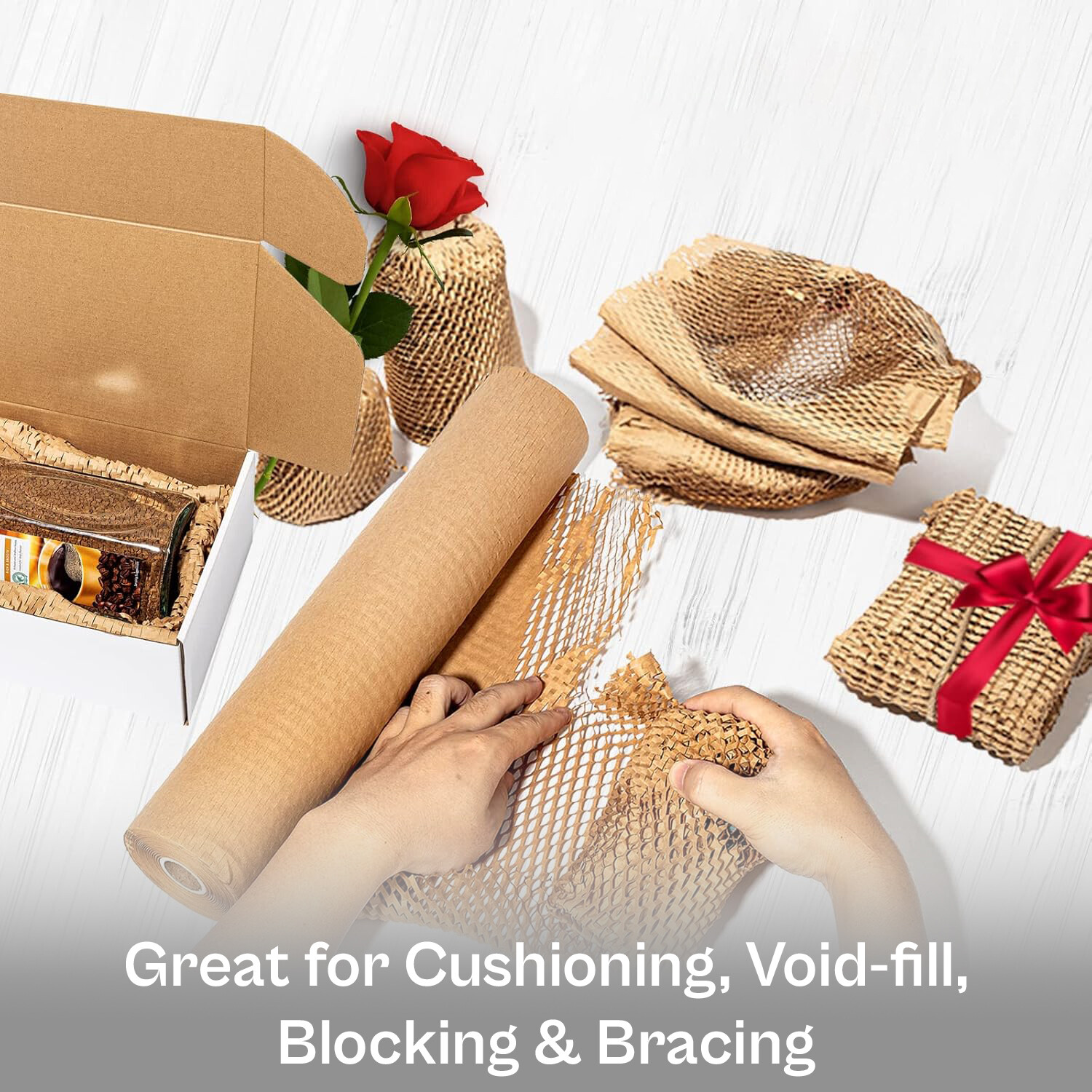 Honeycomb Cushioning Wrap Packaging Paper 20" x 1000' with Dispenser