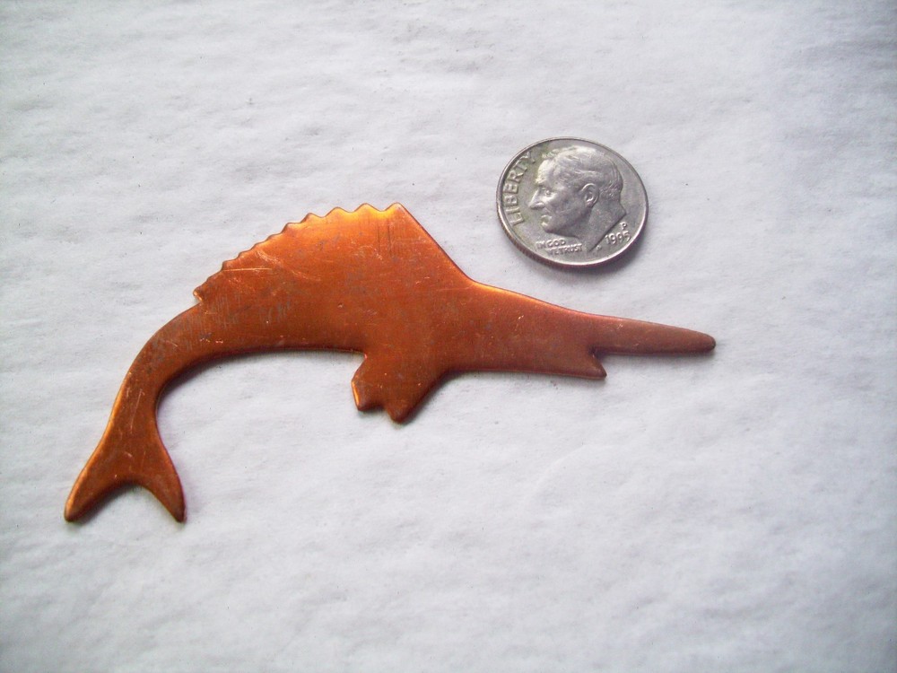 10 Pcs. Raw Copper Blanks, Stampings - SWORDFISH SHAPE