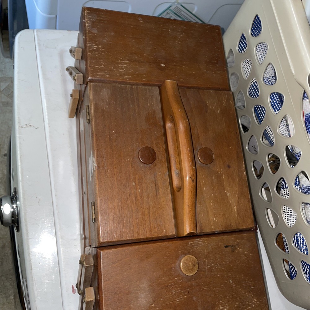 vintage sewing box wood