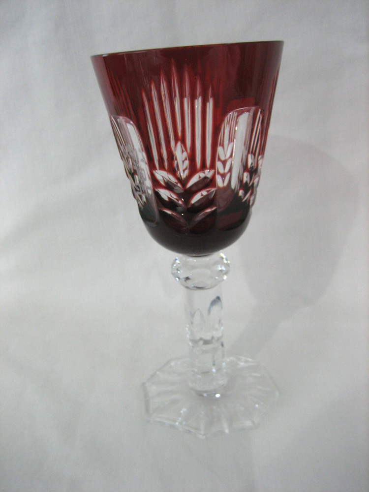 Ruby Red Cut To Clear Crystal Kiddush Cup Glass Goblet Shabbat Passover