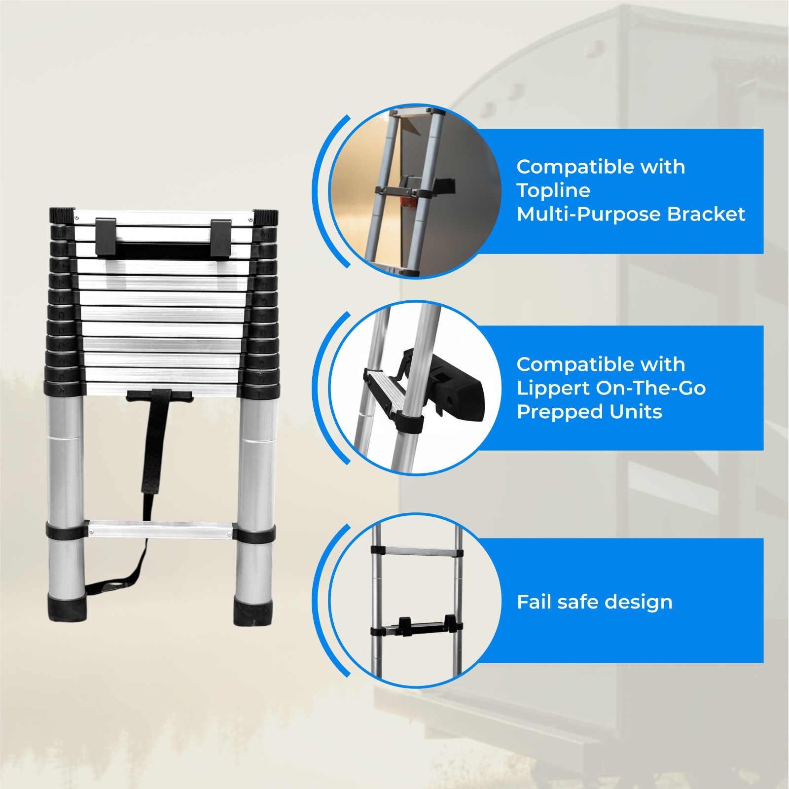 SROODTUO RV Telescoping Ladder 14.5ft Compatible with Lippert On-The-Go