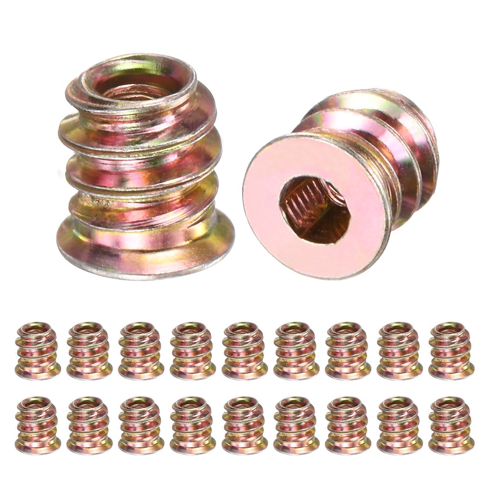 20-Pack Threaded Inserts for Wood, M4x10mm Threaded Insert Nuts [Gold Tone]